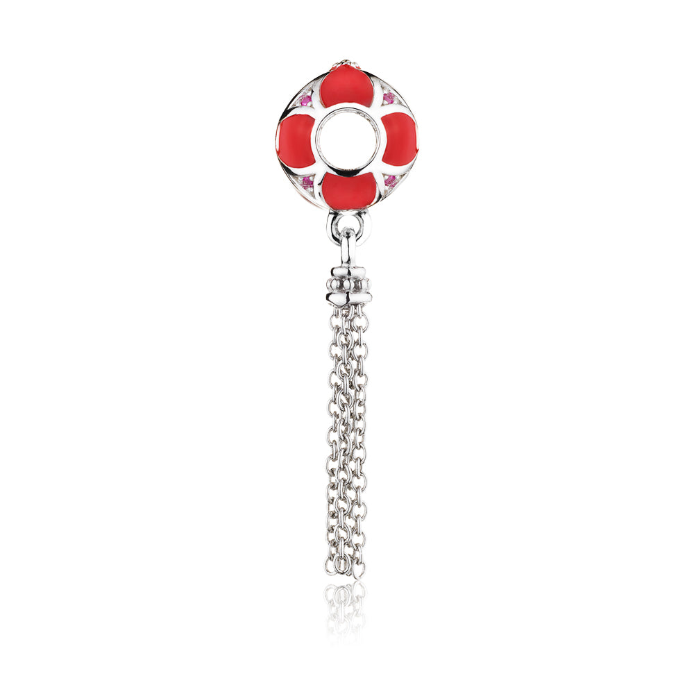 Enamel Lucky Clover Tassel Pendant