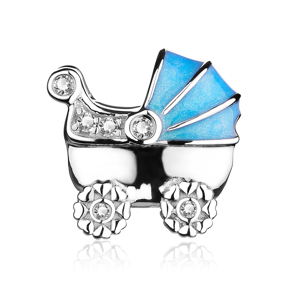 Blue Enamel Baby's Pram