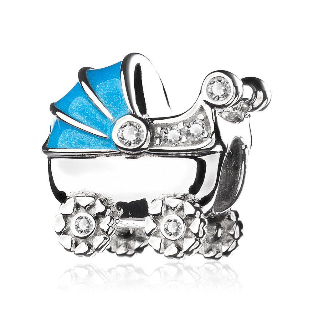 Blue Enamel Baby's Pram