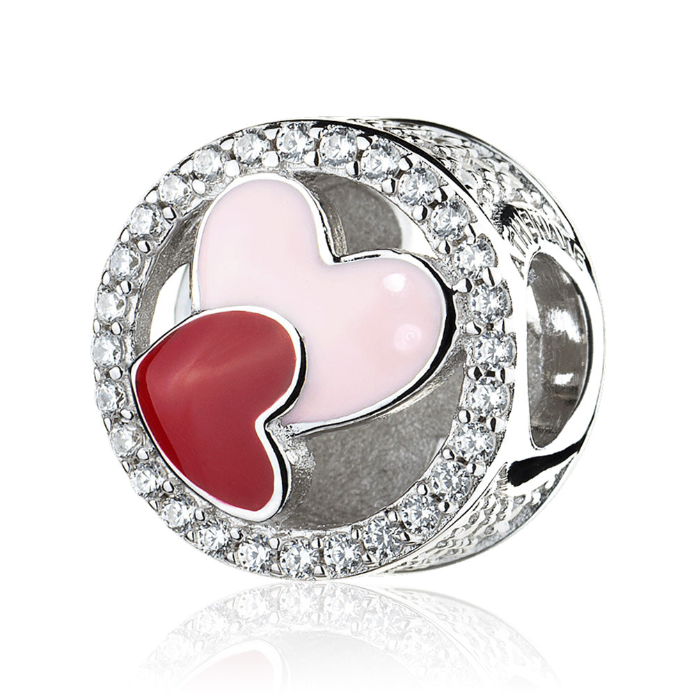 Red and Pink Enamel Entwined Love Charm