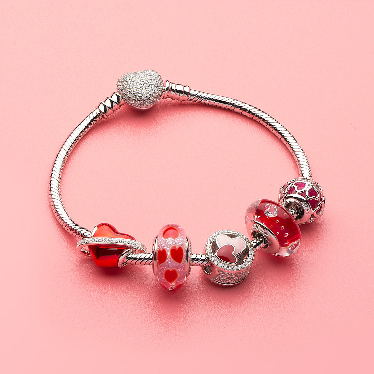 Cerise CZ Encased in Lucky Clover Charm