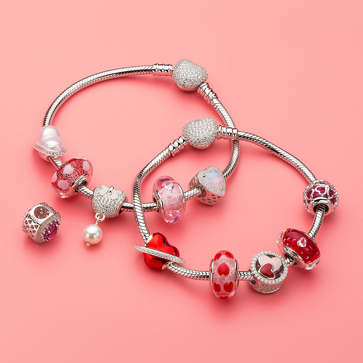 Cerise CZ Encased in Lucky Clover Charm