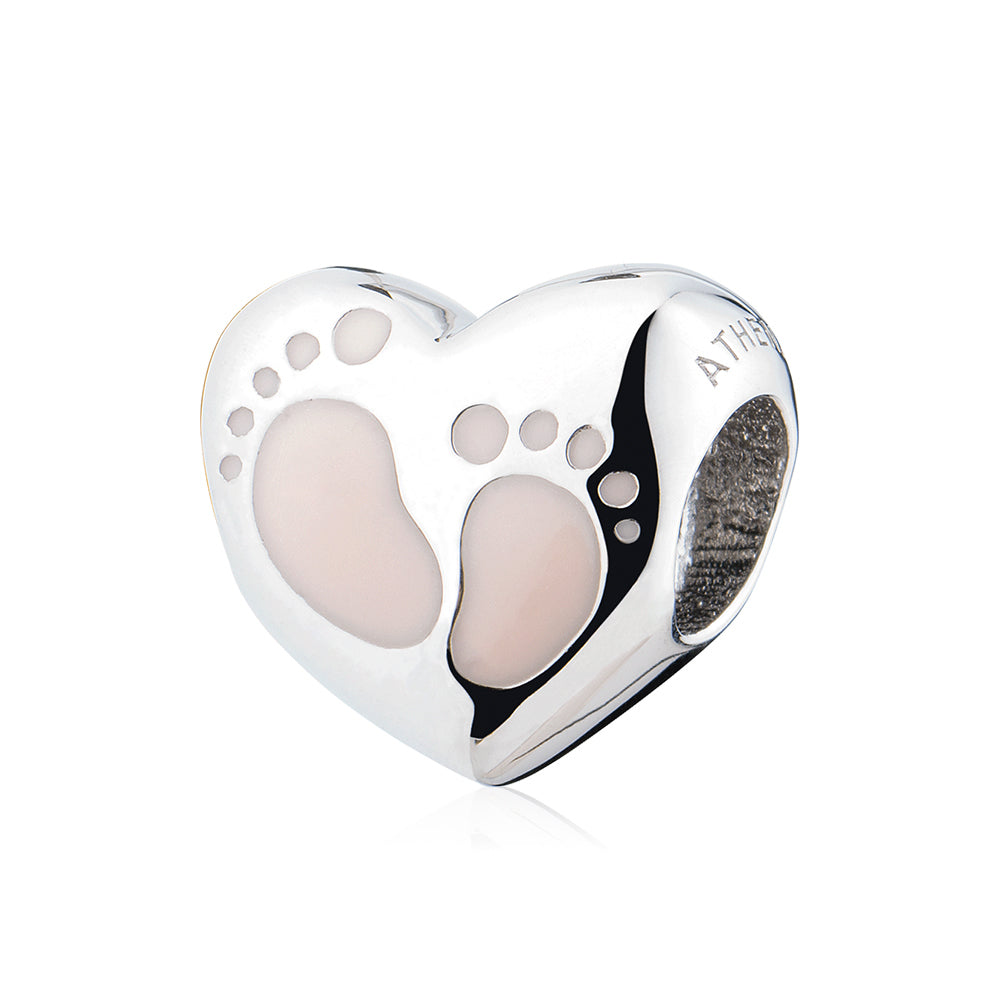 Baby Footprint Heart Charm