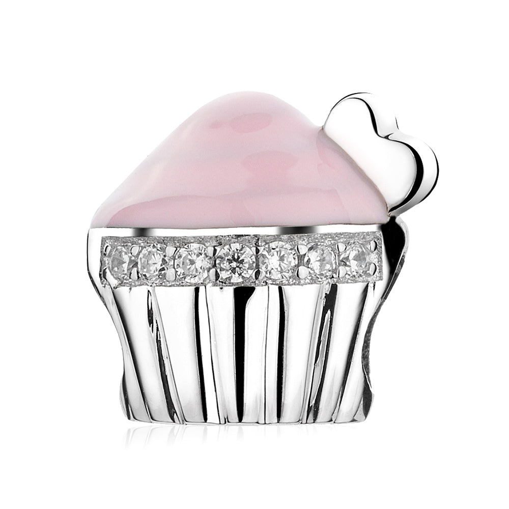 Pink Enamel Cupcake Charms Beads