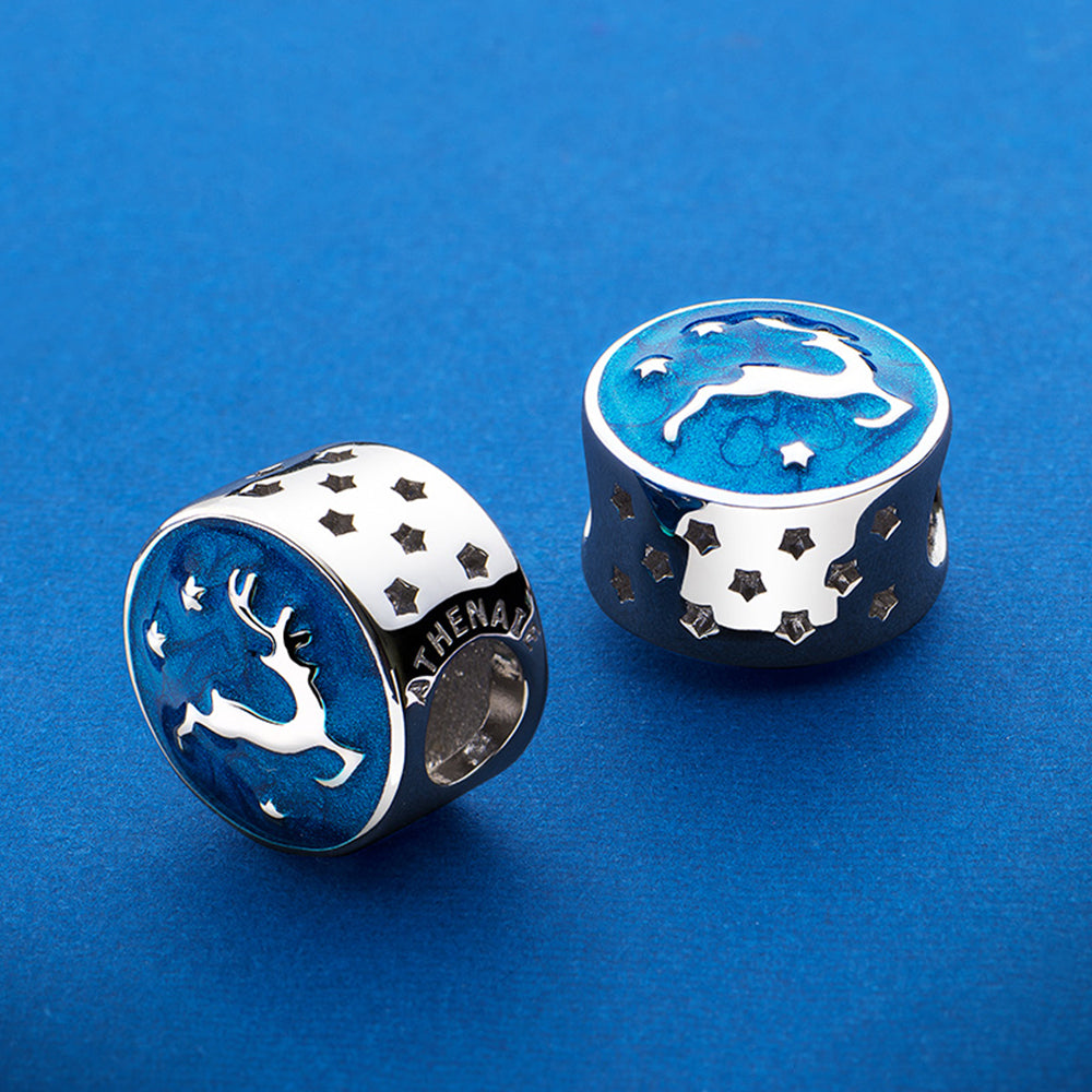Blue Enamel Jumping Reindeer Charm