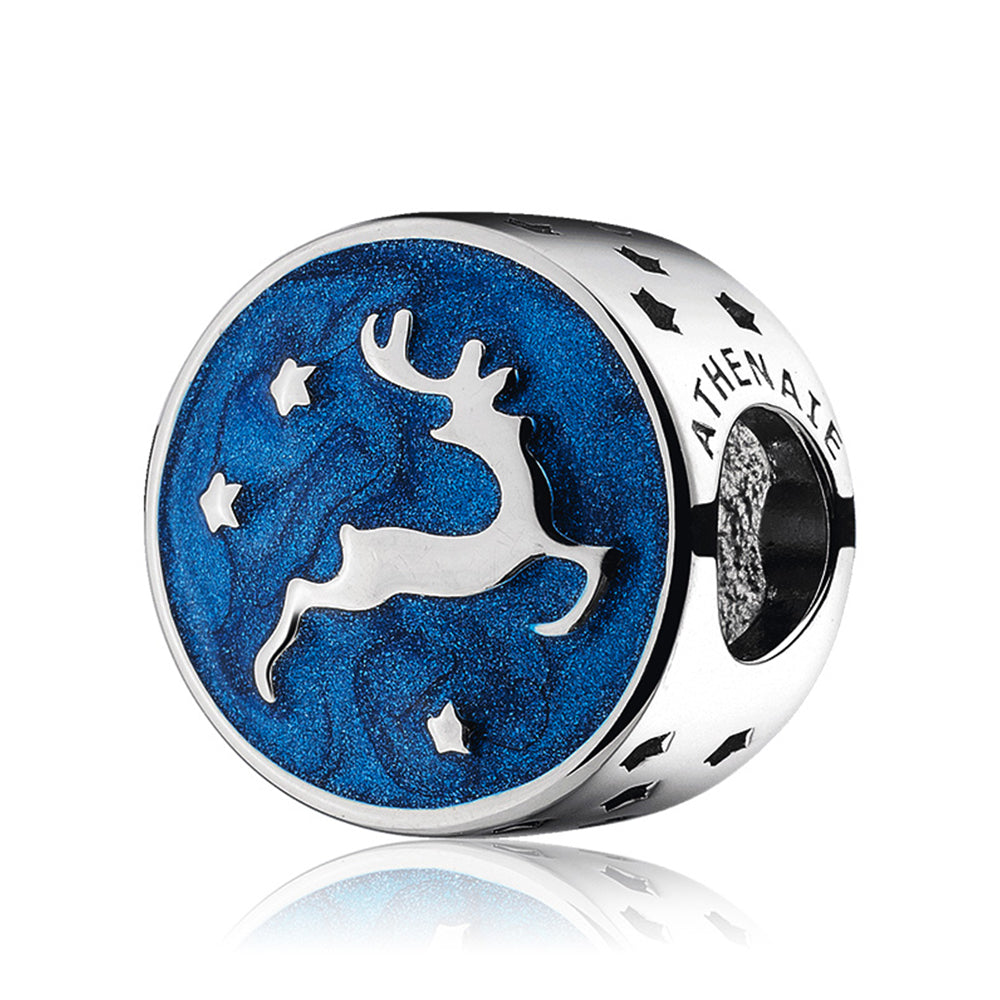 Blue Enamel Jumping Reindeer Charm