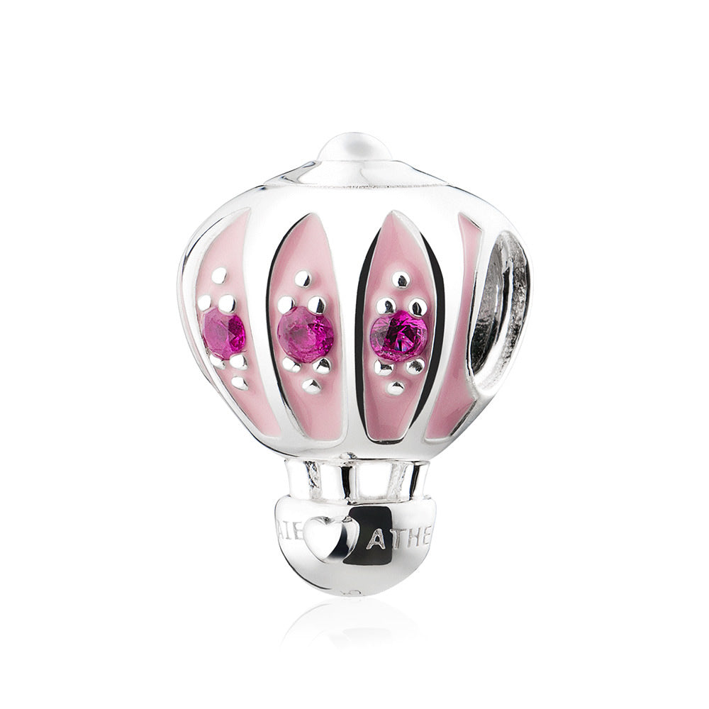 Pink Enamel Hot Air Balloon Charm