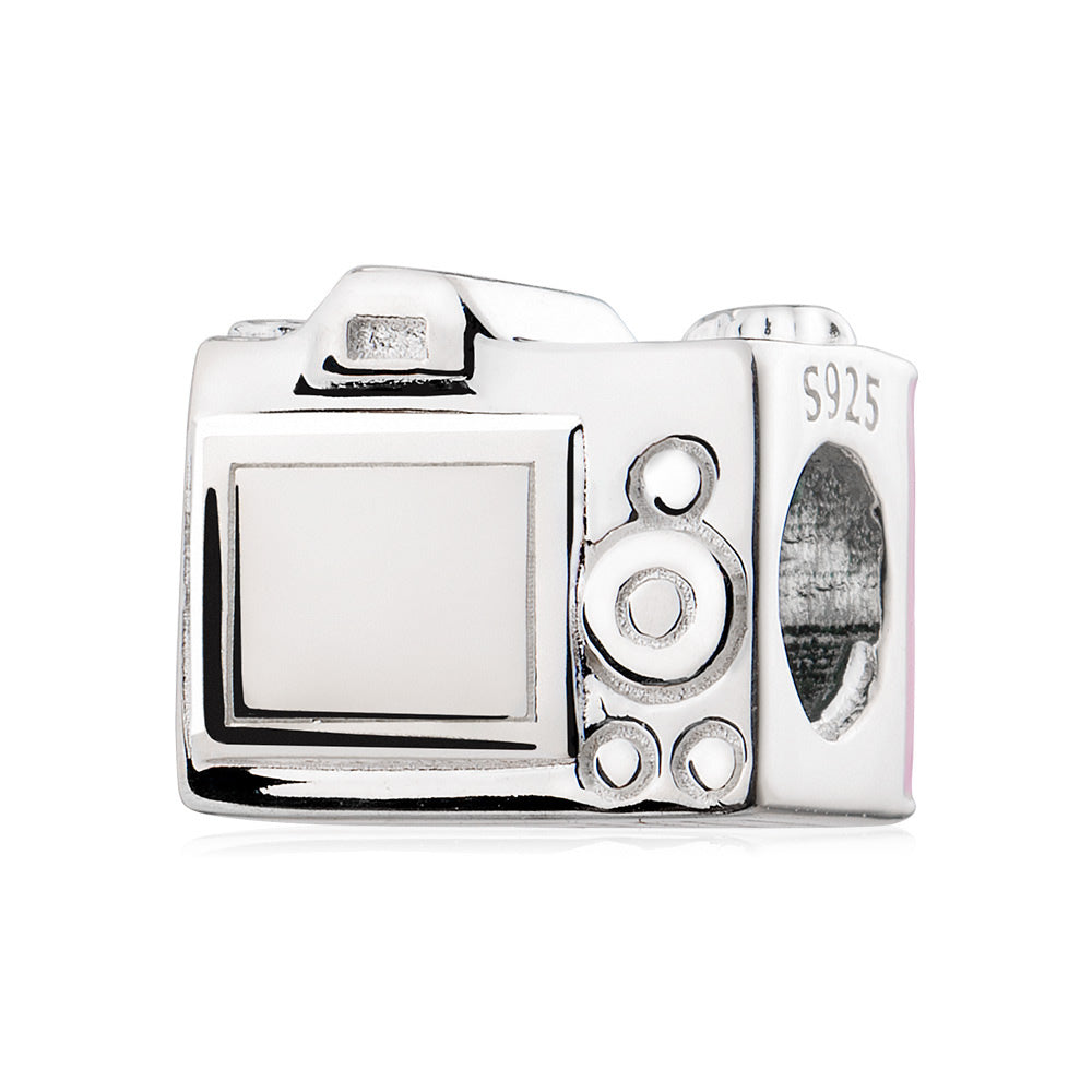 Pink Enamel Vintage Travel Camera Charm