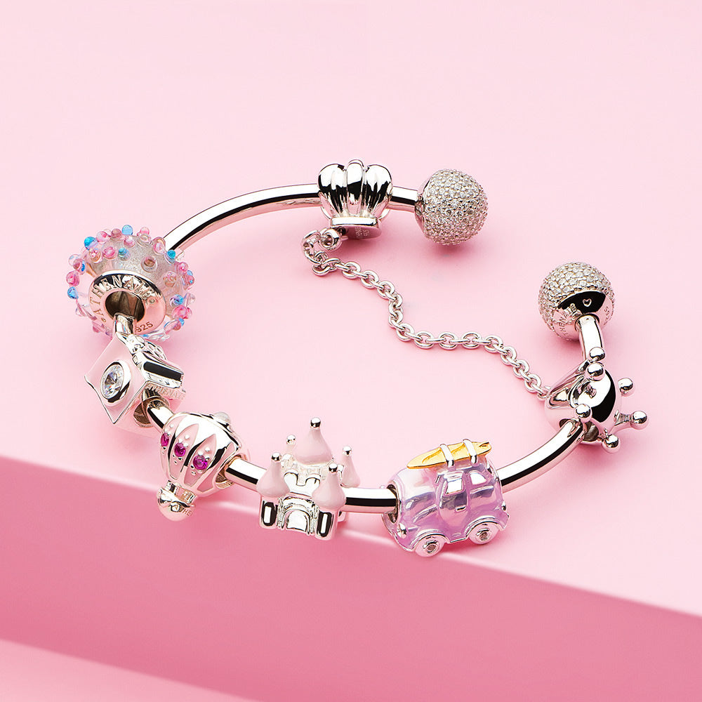 Pink Enamel Vintage Fairy Tale Castle Charm