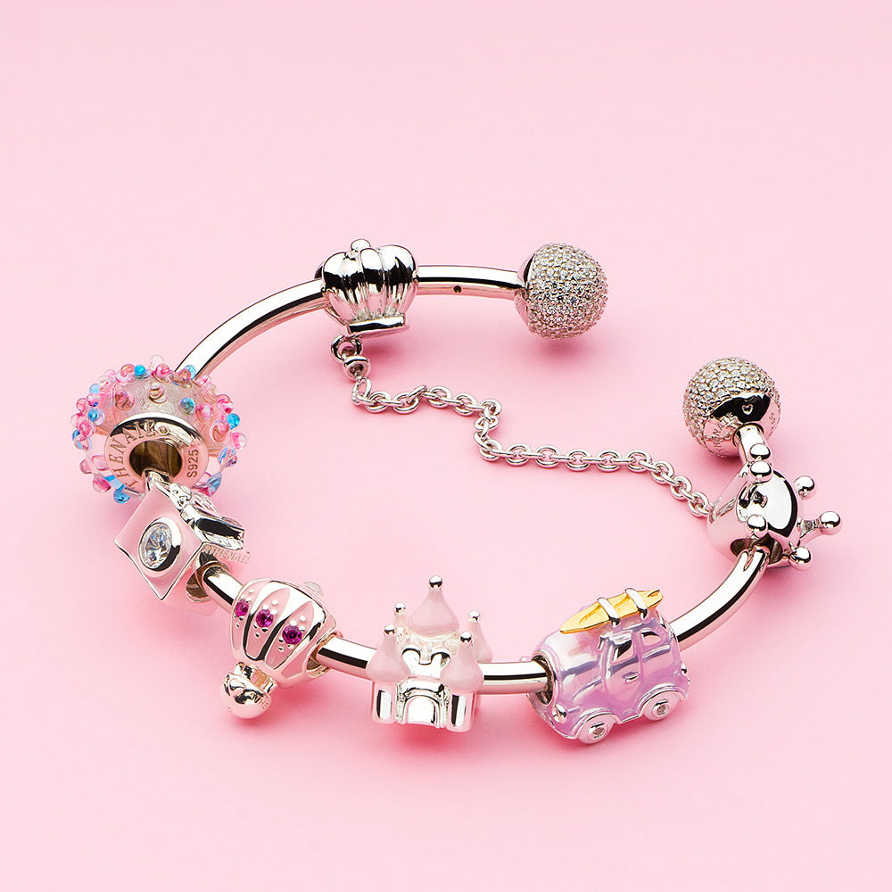 Pink Enamel Vintage Fairy Tale Castle Charm