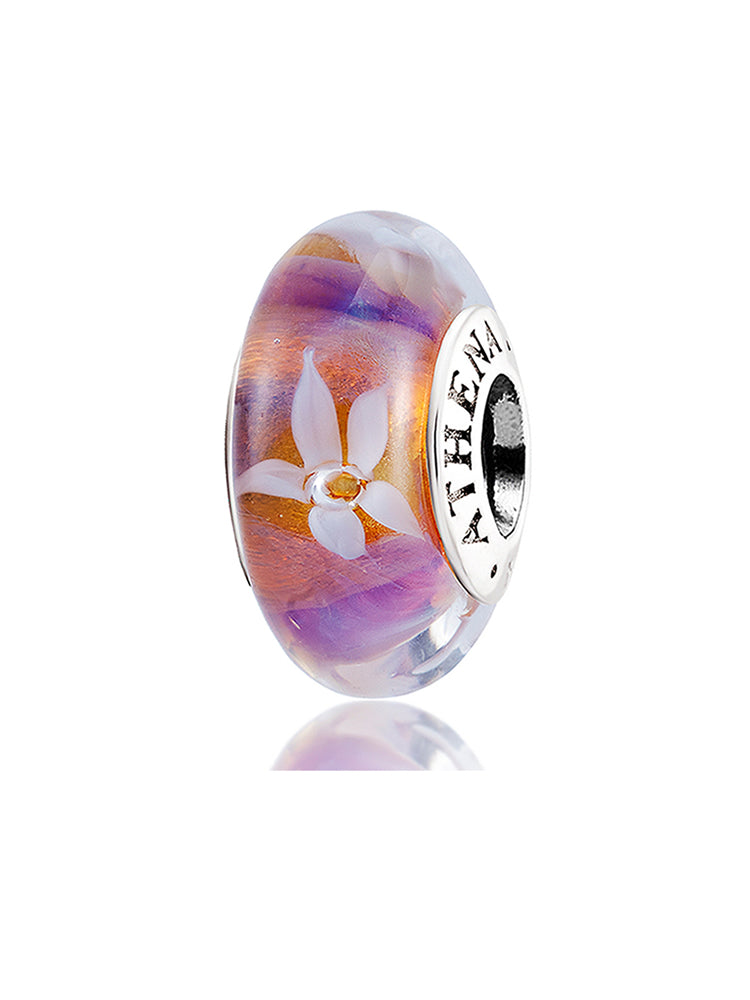 Purple Jasmine Murano Glass Charm Bead