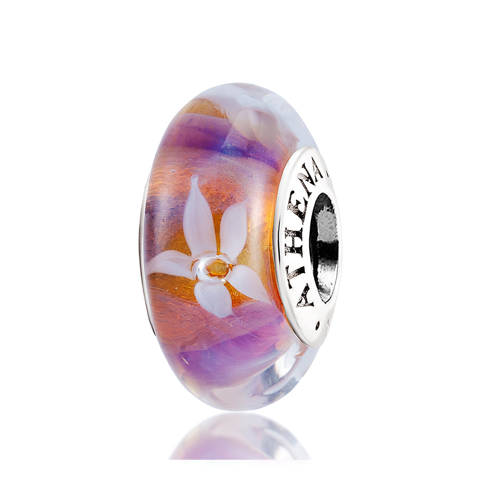 Purple Jasmine Flower Murano Glass