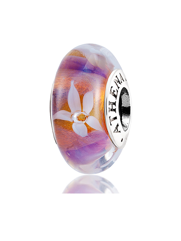 Purple Jasmine Murano Glass Charm Bead