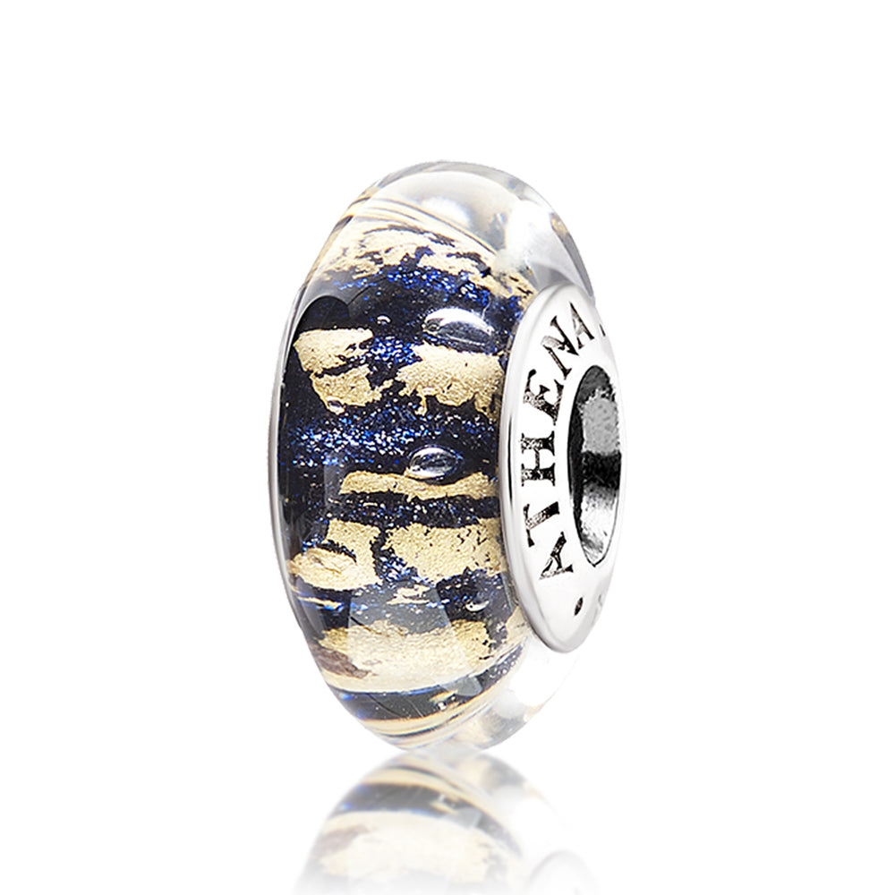 Starlit Gold Murano glass charm front view on white background