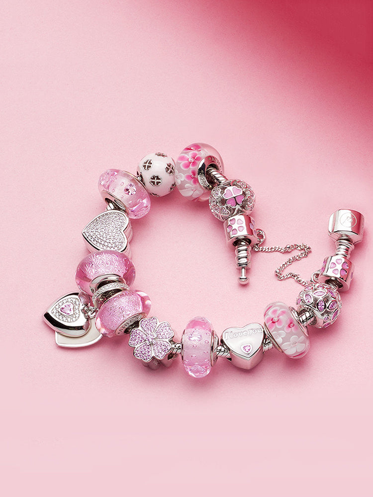 Pink Love Mist Murano Glass Charm Bead