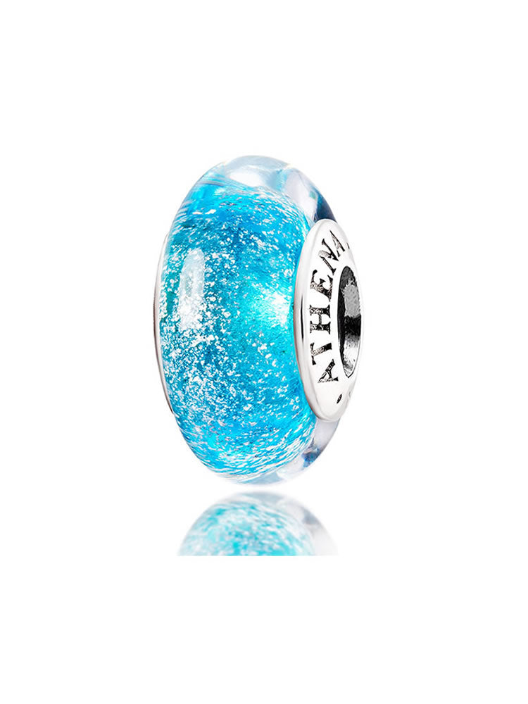 Blue Aurora Murano Glass Charm Bead