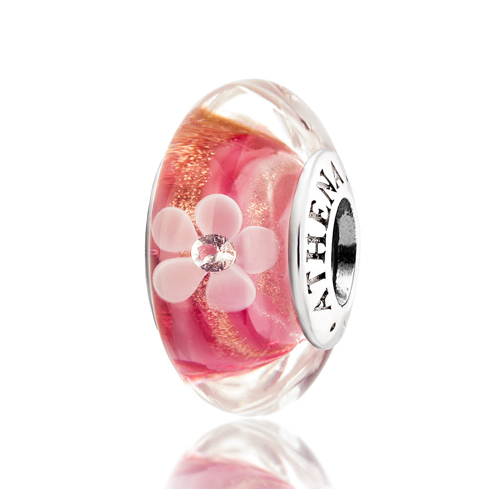 Blooming Kiss Murano Glass Charm Bead Front View – ATHENAIE