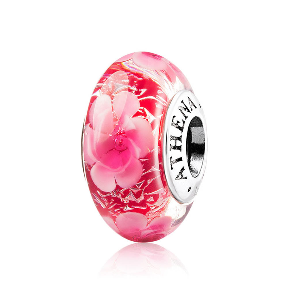 Pink Flower Shimmer Bead