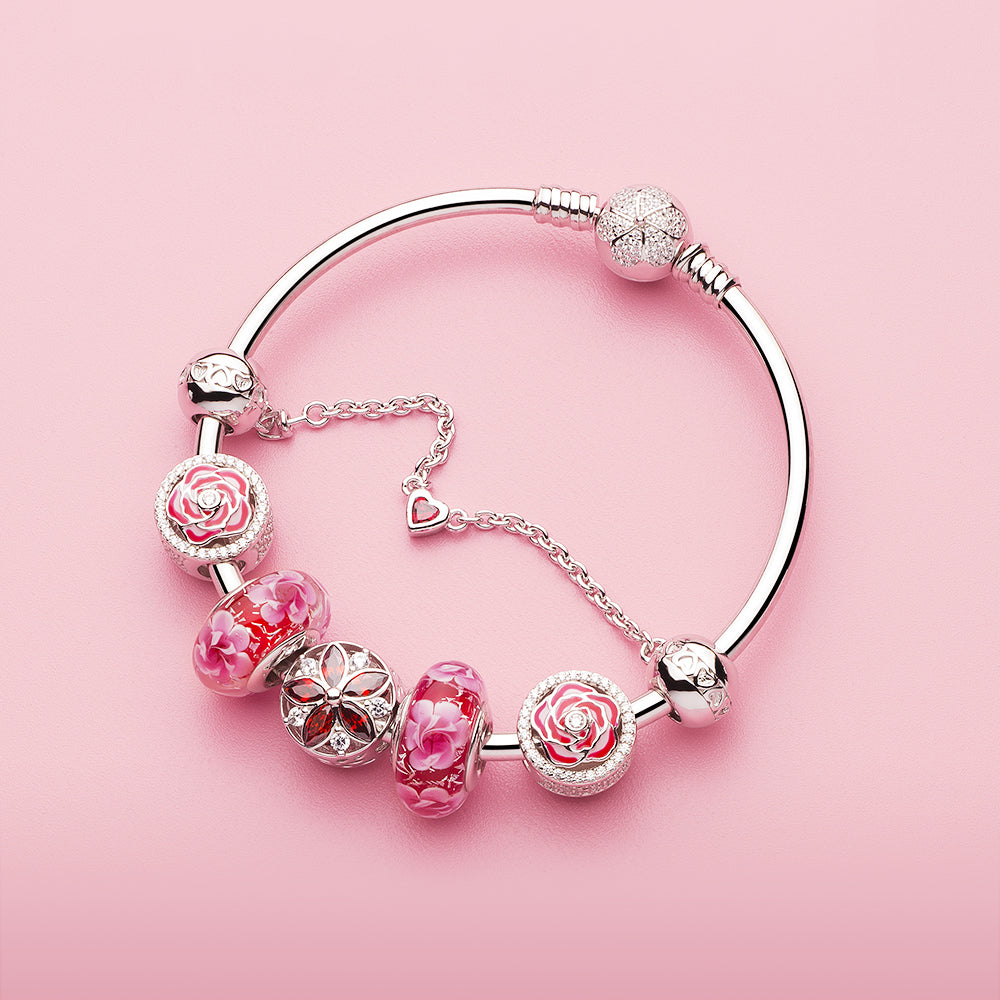 Pink Flower Shimmer Bead