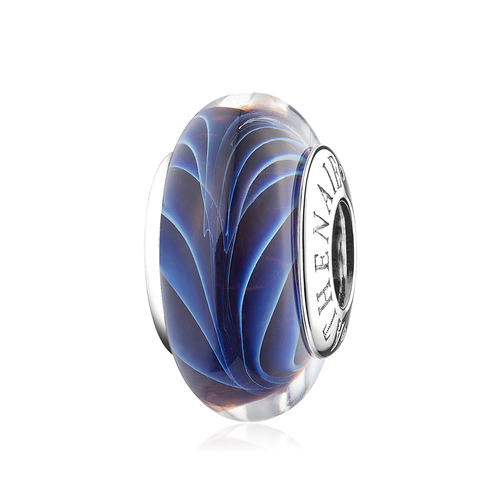 Blue Ocean Wave Murano Glass Charms Beads
