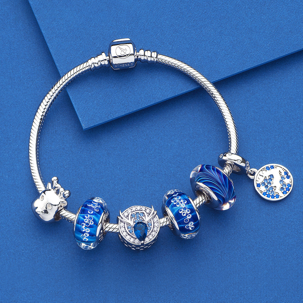 Blue Ocean Wave Murano Glass Charms Beads
