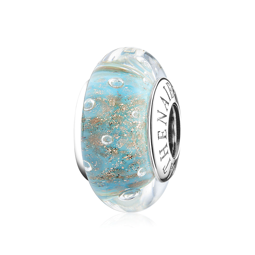 Light Blue Gold Sands Bubble Bead