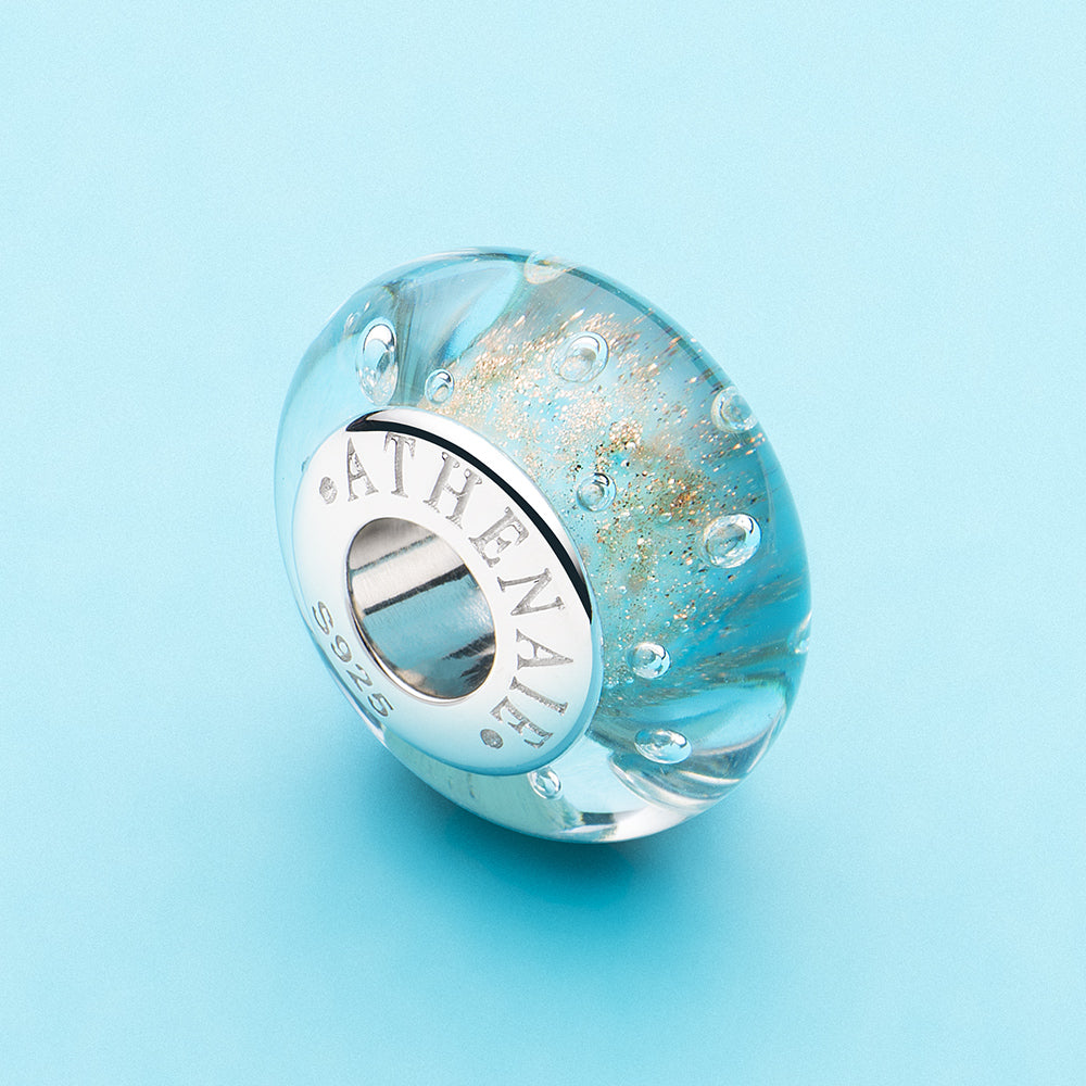 Light Blue Gold Sands Bubble Bead