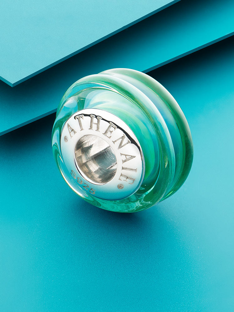 Emerald Wave Murano Glass Charm Bead