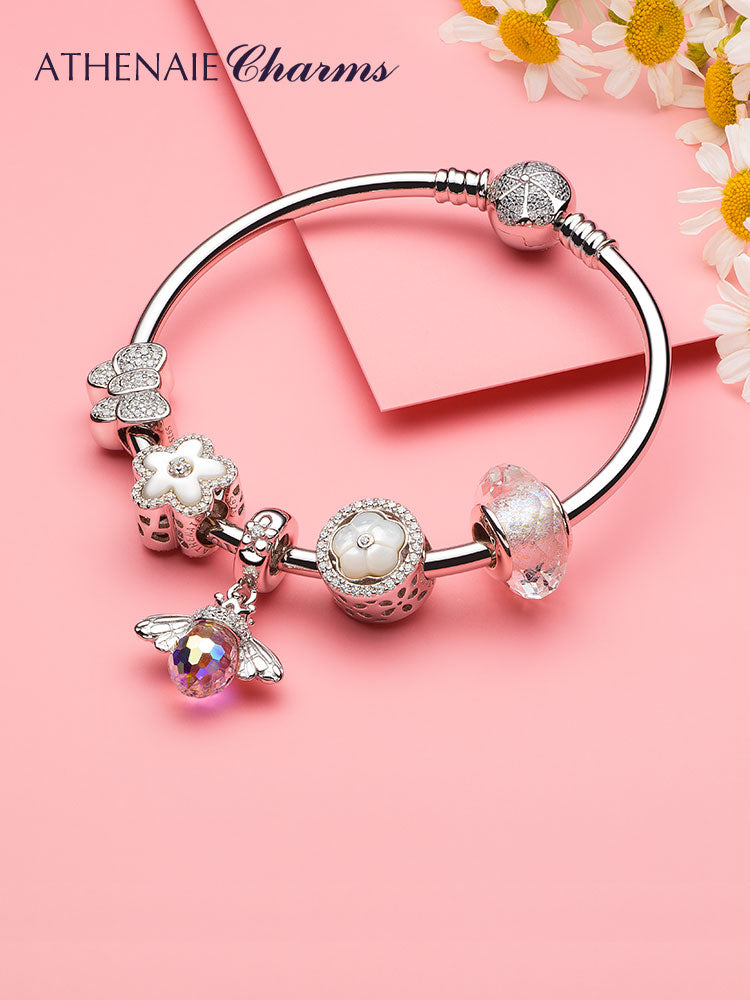 Shine White Rhombus Bead