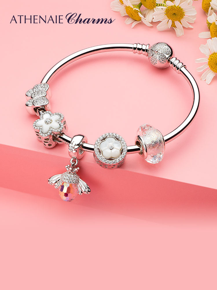 Shine White Rhombus Bead