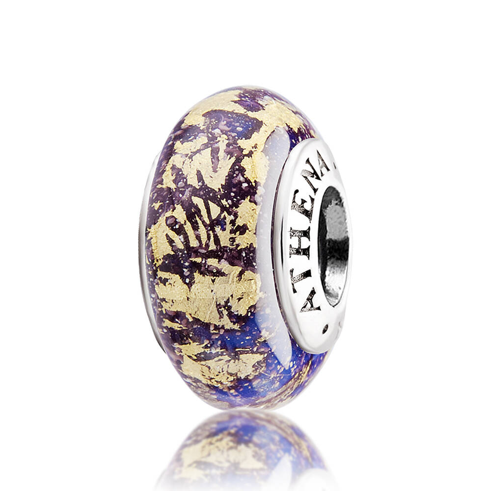 Royal Ember Murano glass charm bead front view – ATHENAIE
