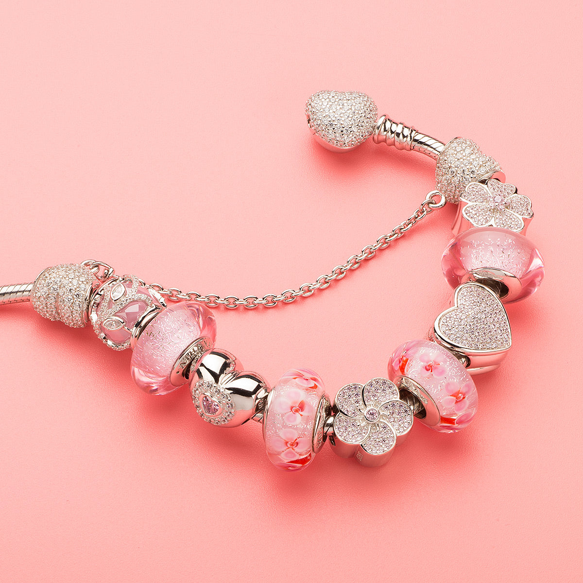 Pave White CZ Heart-shaped Charm