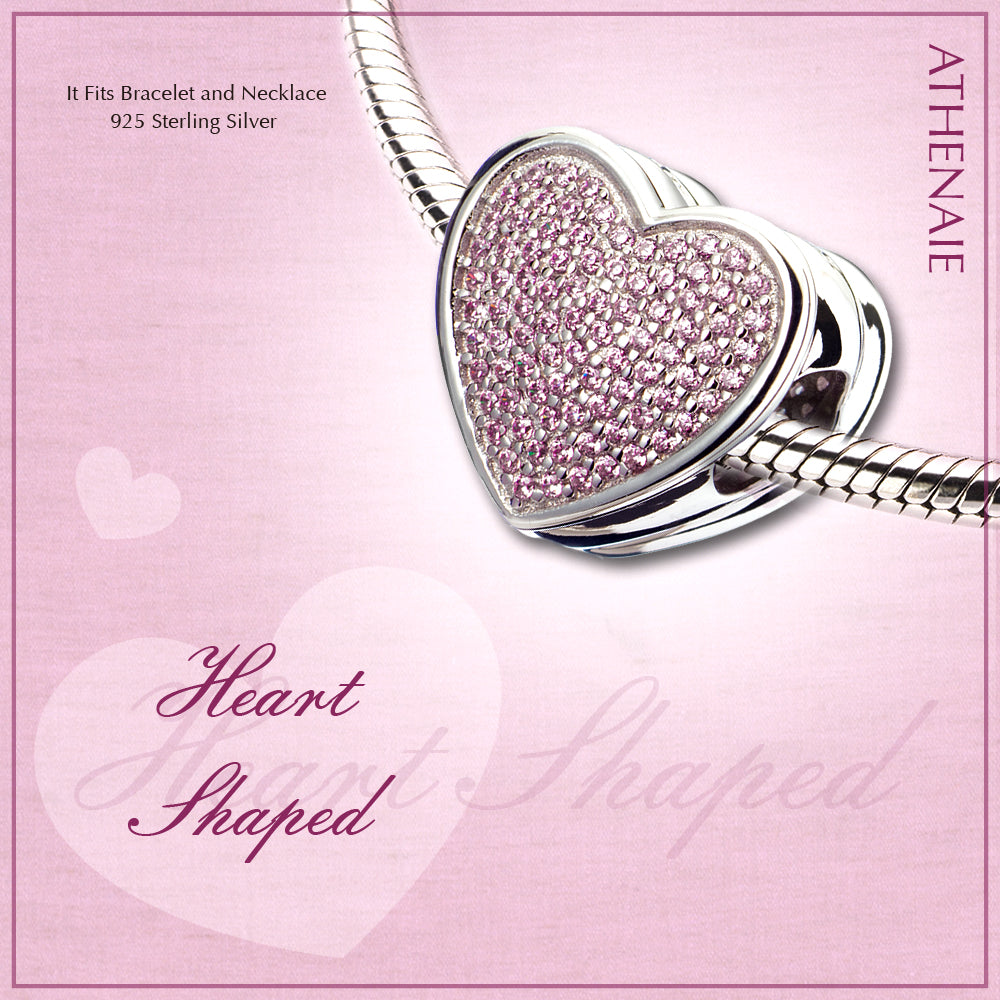 Pave Pink CZ Heart-shaped Charm
