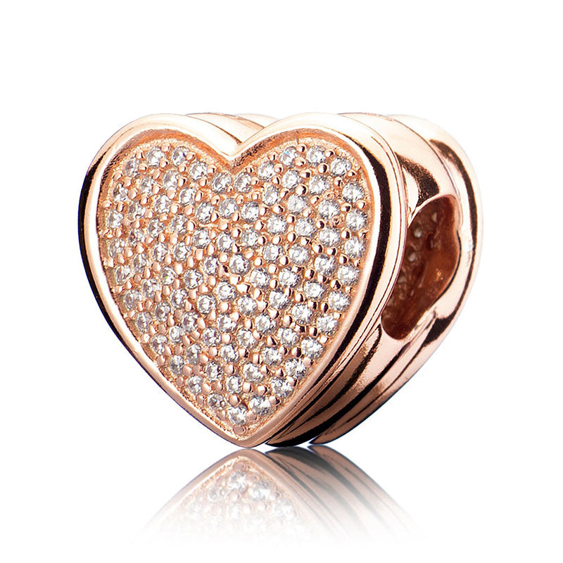 Pave Gold CZ Heart-shaped Charm