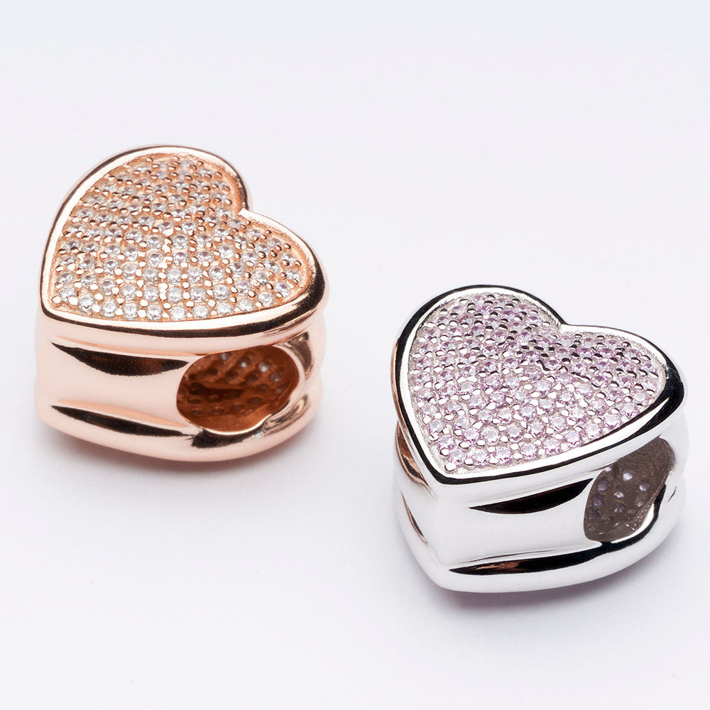 Pave Gold CZ Heart-shaped Charm