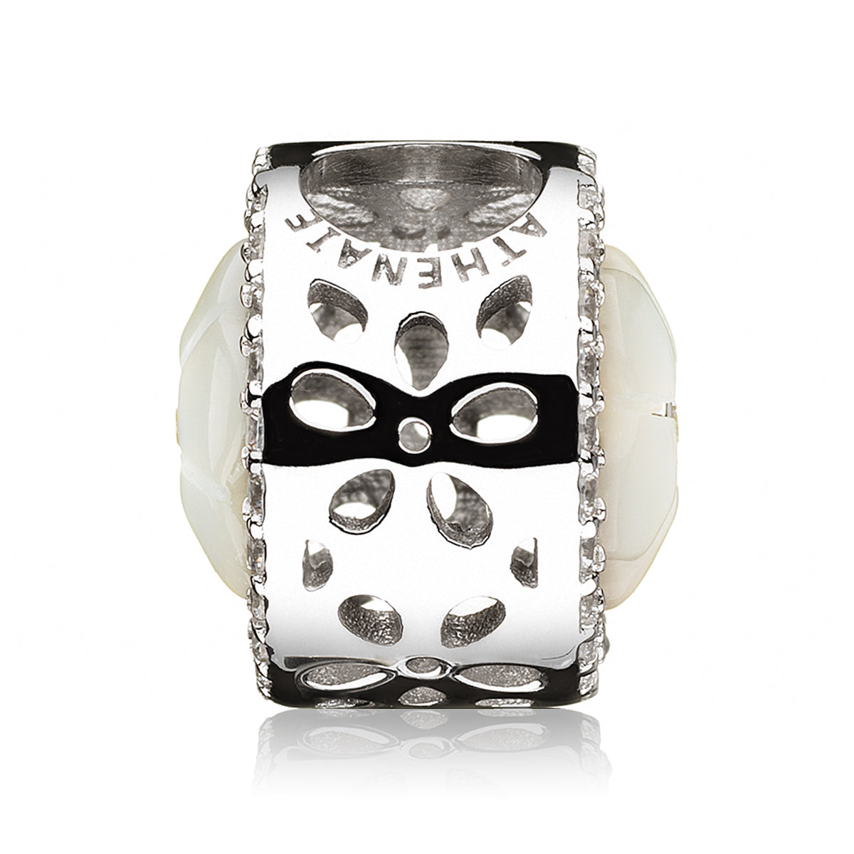 Clear CZ Wildflower Round Charm