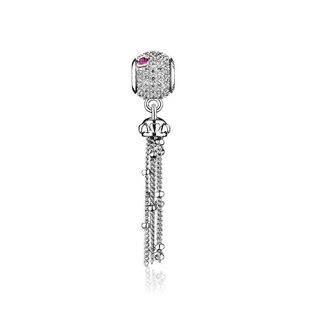 CZ Enchanted Heart Tassel Pendant