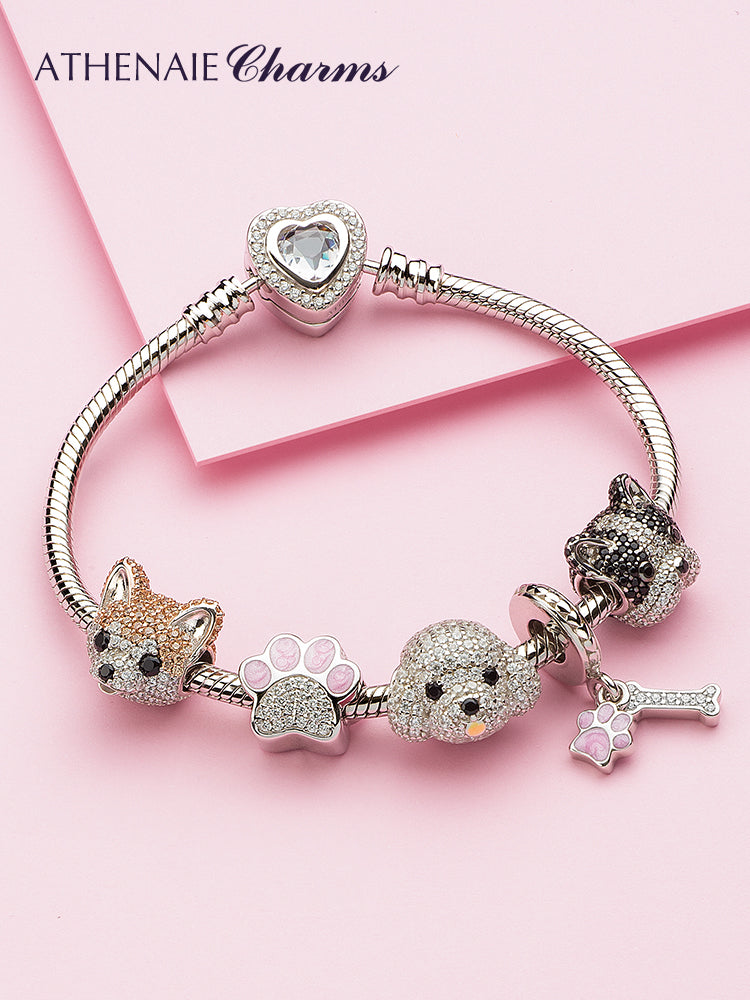 Cute Bichon Silver Charms