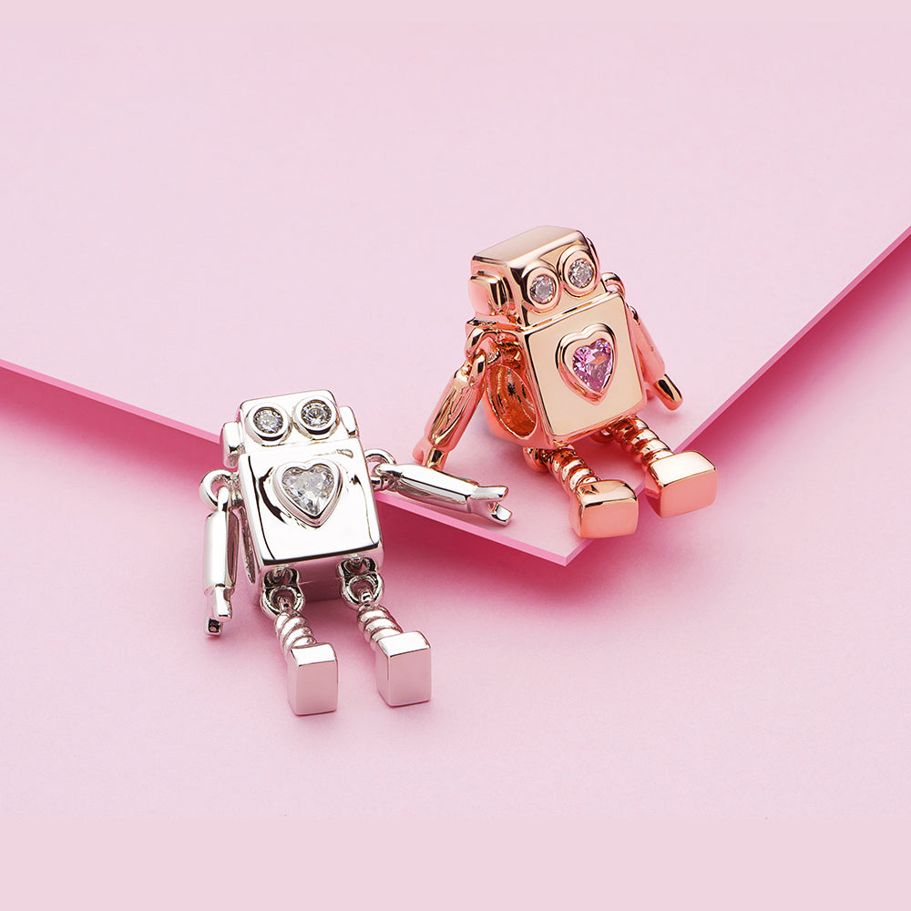 Cute Alien Robot Heart Charm
