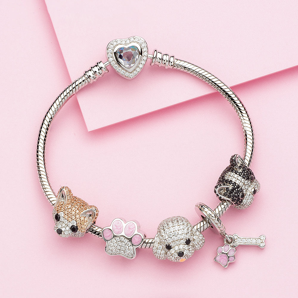 Akita Puppy Dog Silver Charms