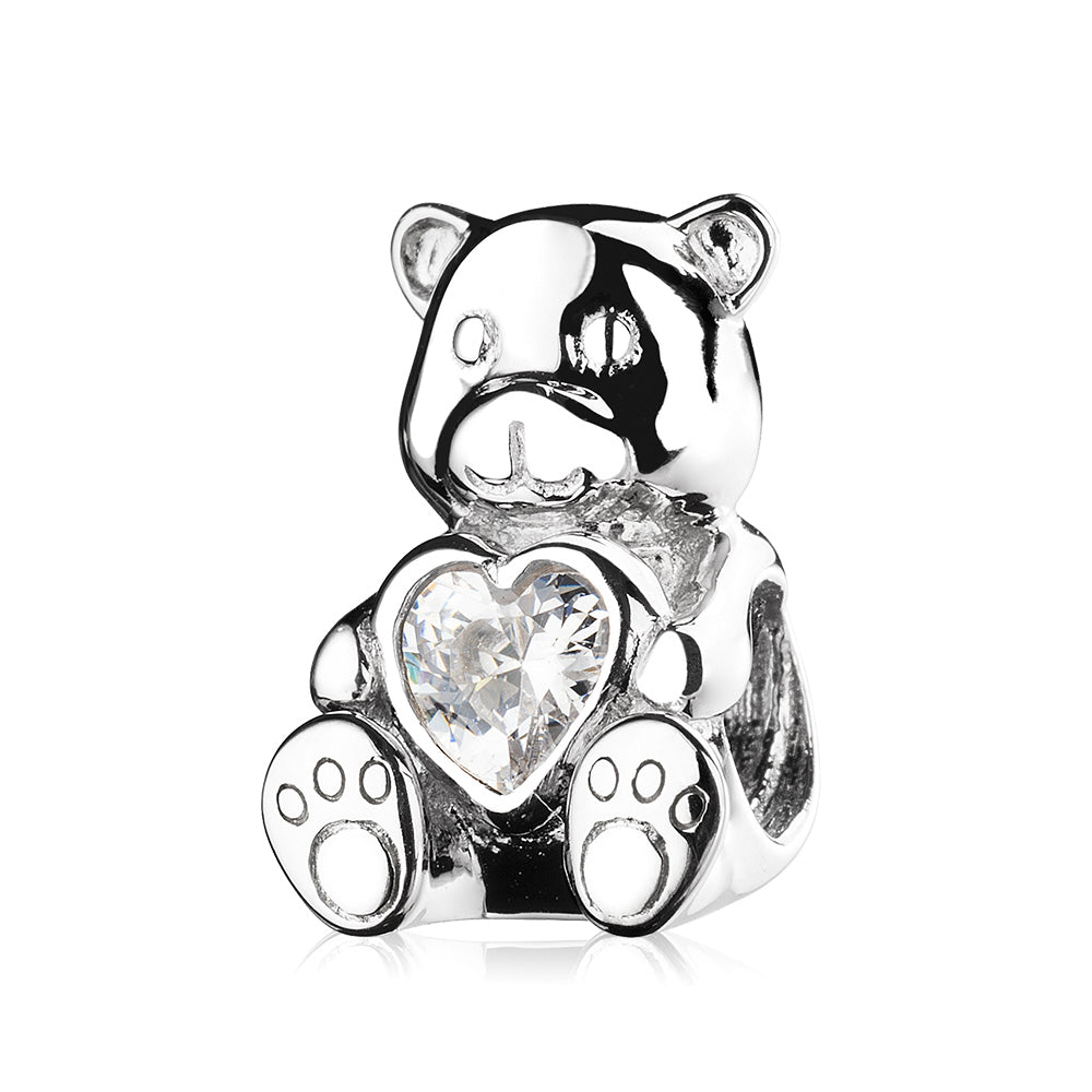 Teddy Bear Holding Heart Charm