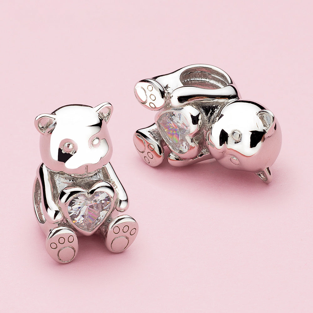 Teddy Bear Holding Heart Charm