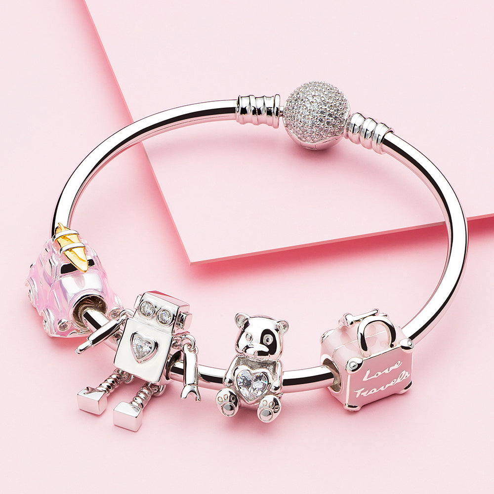 Teddy Bear Holding Heart Charm