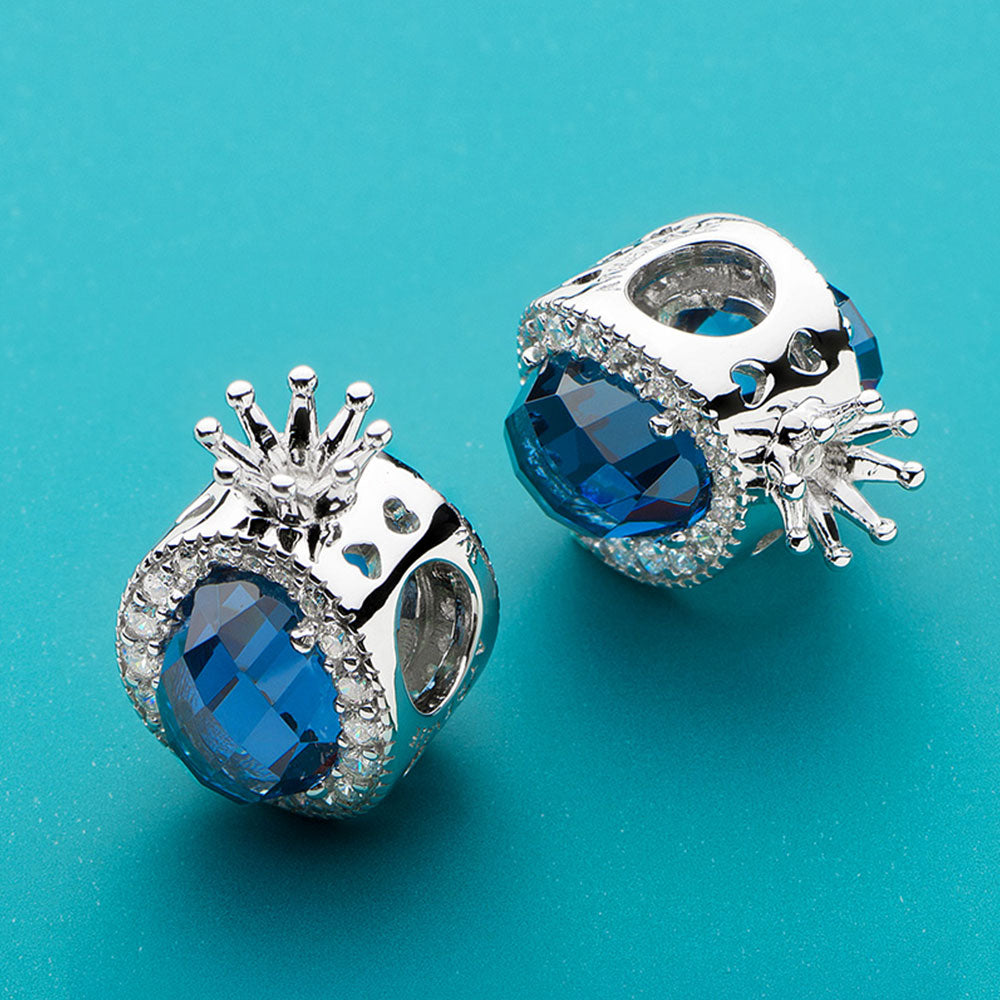 Blue Crown Heart Charm