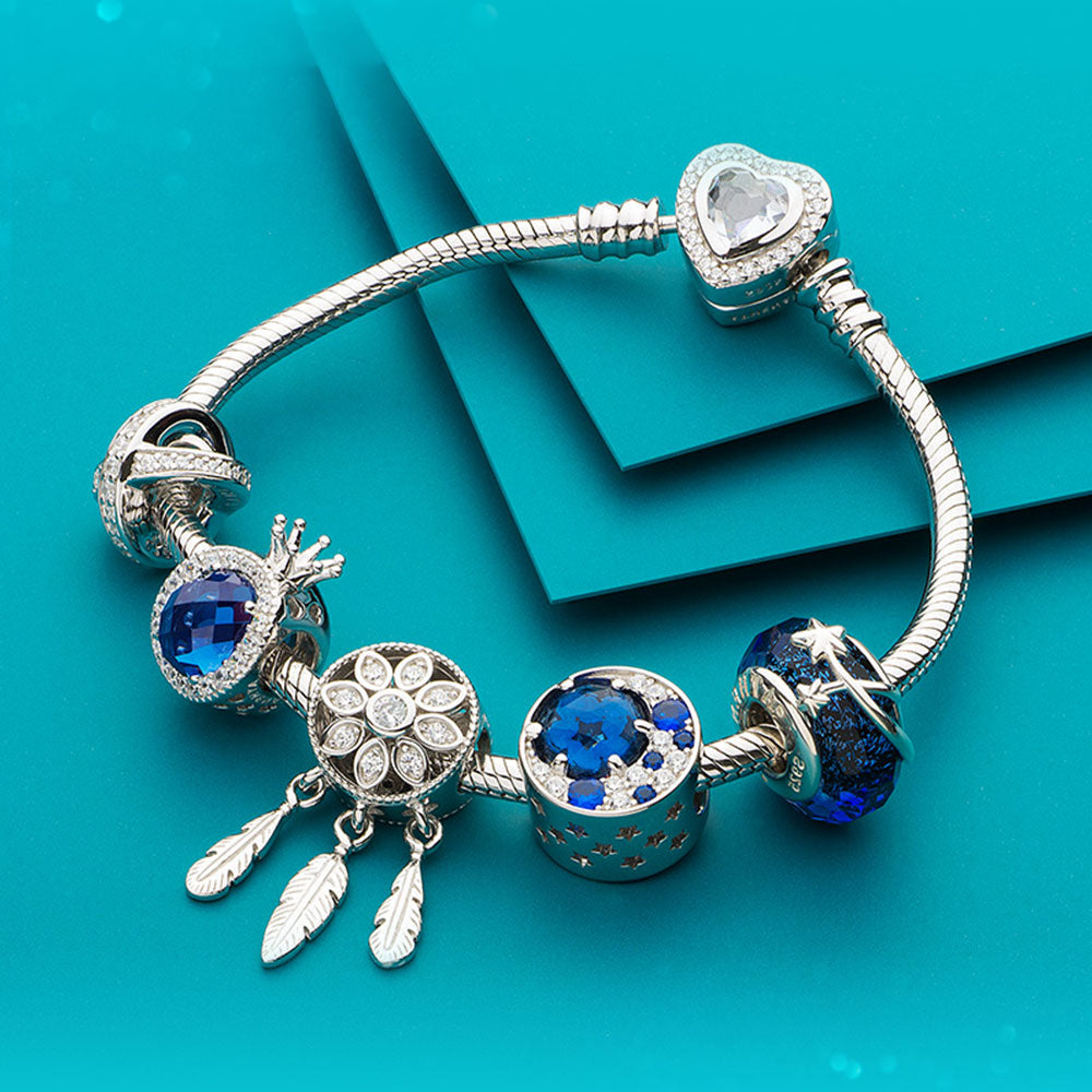 Blue Crown Heart Charm