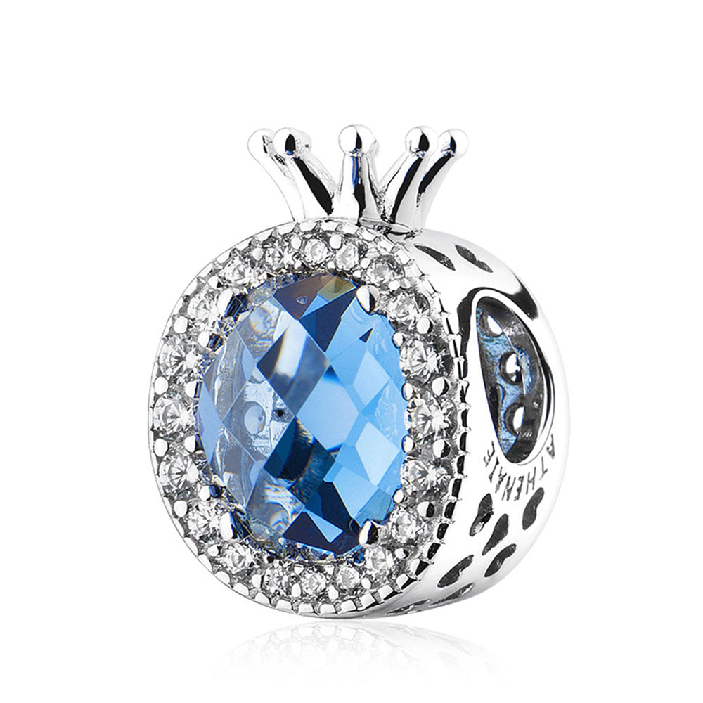 Blue Crown Heart Charm