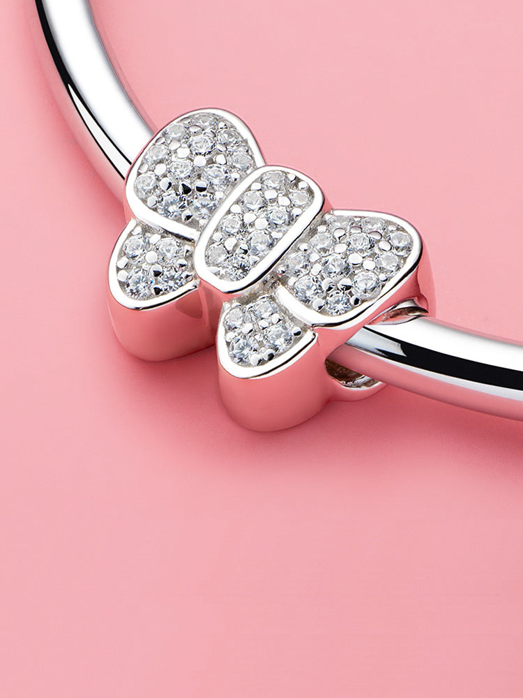 Breloque papillon scintillante en argent sterling 925