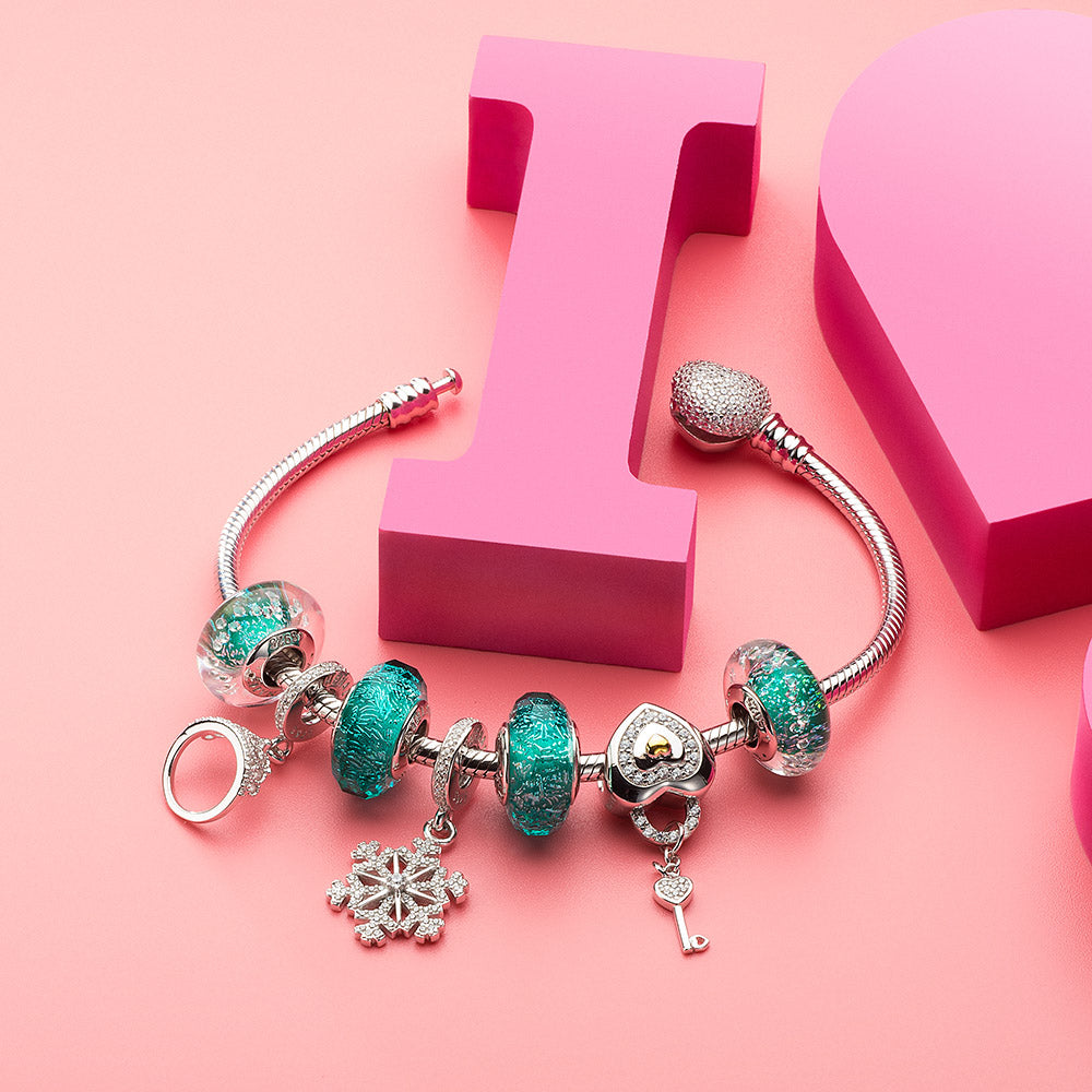 Pave Clear CZ Lock of Love Charm