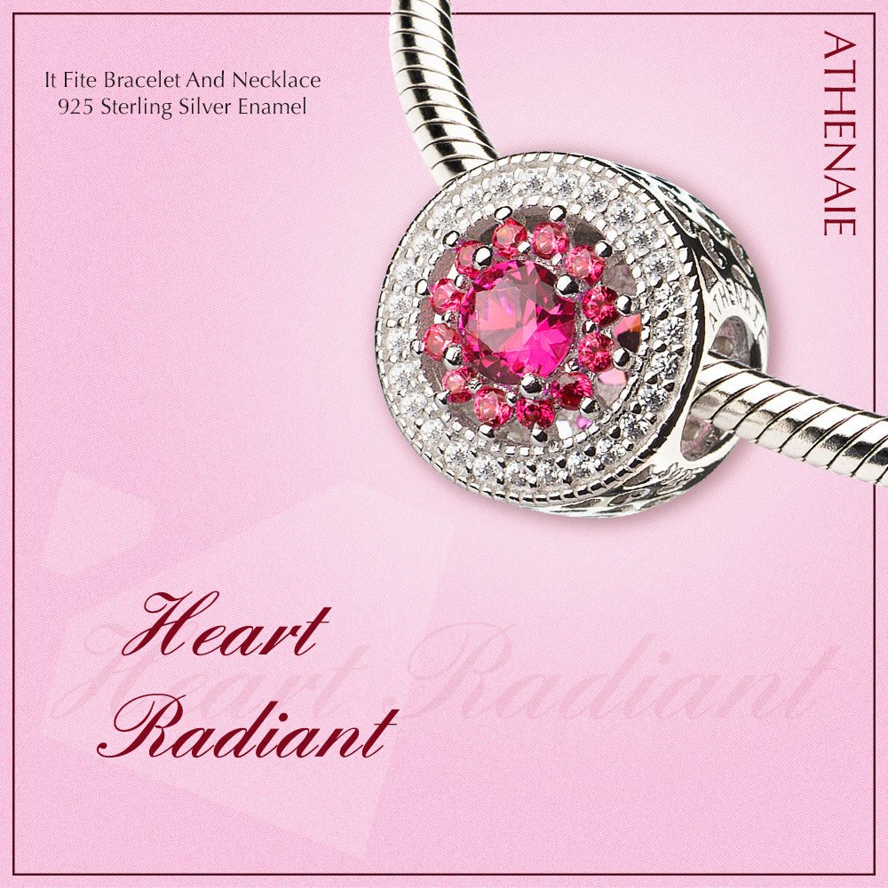 Rose Red Heart Radiant Openwork Charm
