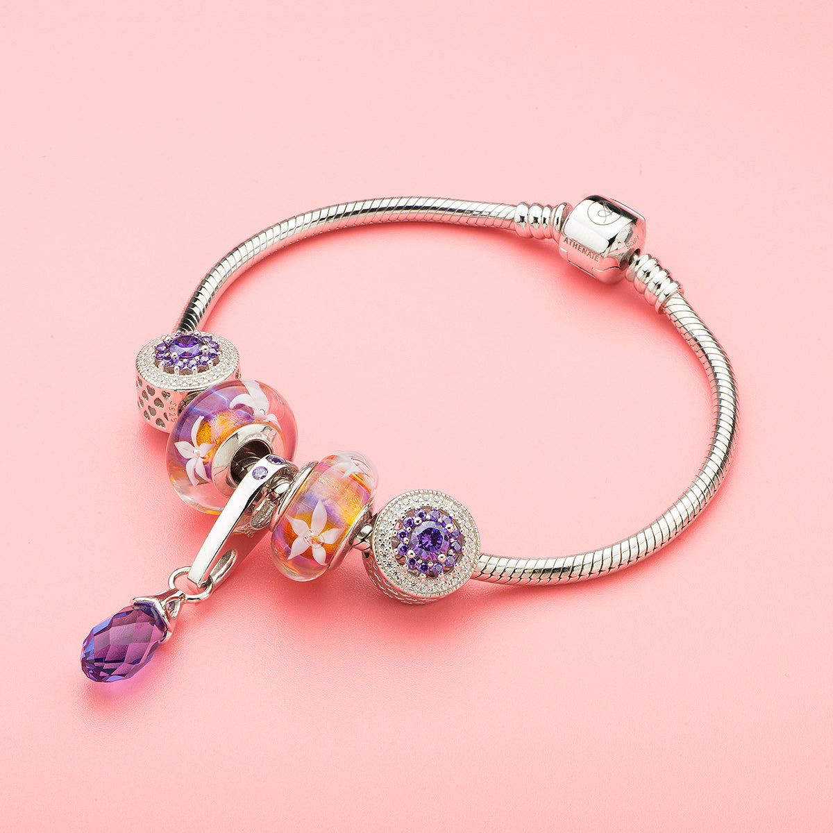 Purple Heart Radiant Openwork Charm